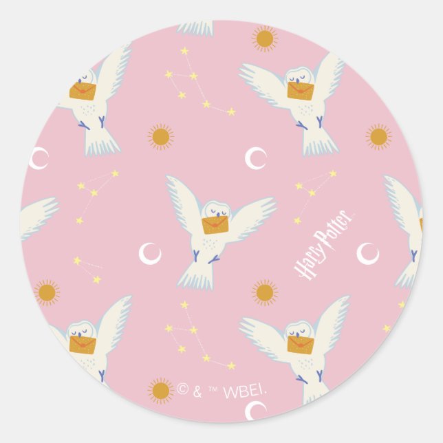 Sticker Rond Hedwig Pink Solstice Pattern (Devant)