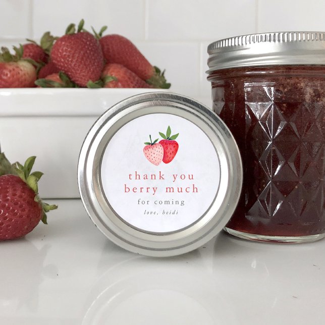 Sticker Rond HEIDI Merci fraise mignonne Berry Beaucoup Favoris (HEIDI Cute Strawberry Thank You Berry Much Favor Classic Round Sticker)