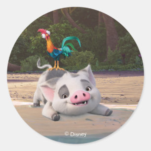 Sticker Rond Heihei et Pua Playtime