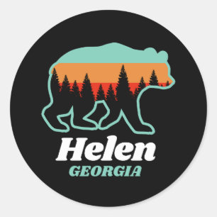 Sticker Rond Helen Georgia GA Bavarois Alpin Allemand Bear Retr
