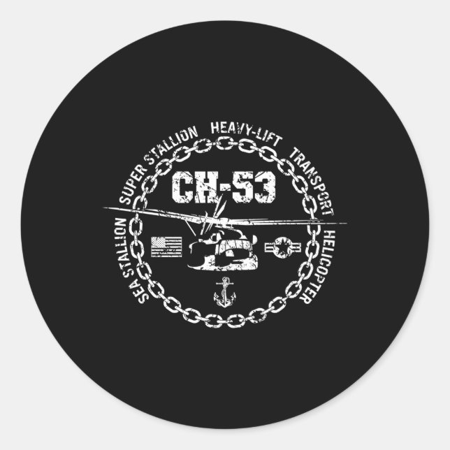 Sticker Rond Hélicoptère militaire Ch-53 Sea Stallion Super Sta (Devant)