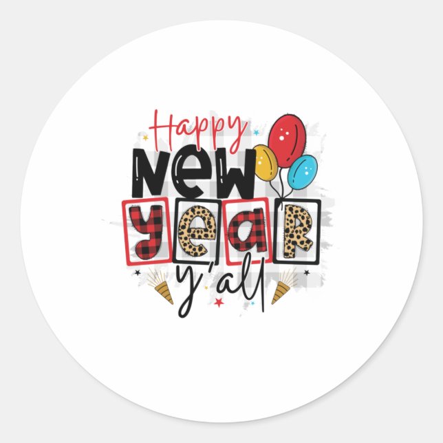 Sticker Rond Hello 2022 Happy New Year All (Devant)