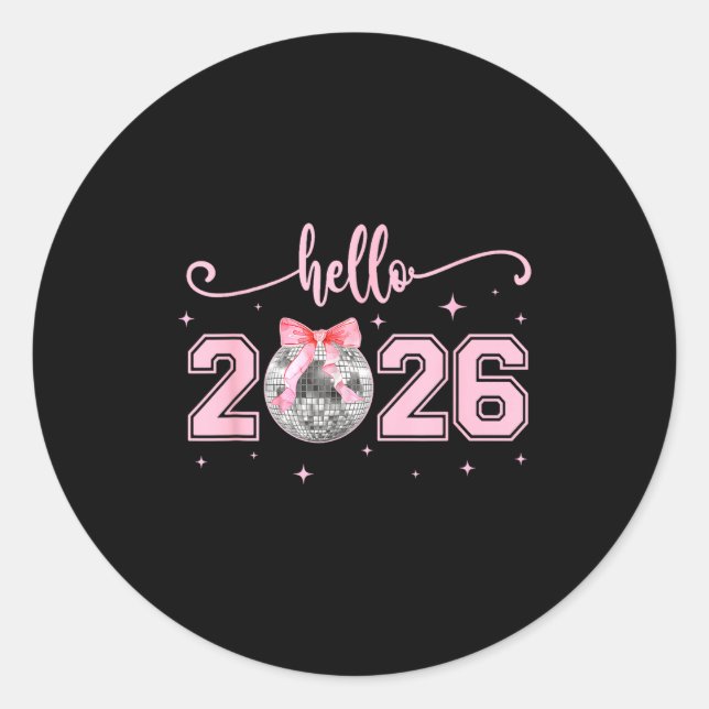 Sticker Rond Hello 2026 Cute Nk Bow 2026 New Year's Eve Party  (Devant)