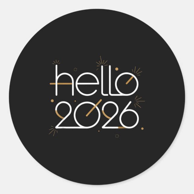 Sticker Rond Hello 2026 Happy New Year Fireworks Celebration  (Devant)