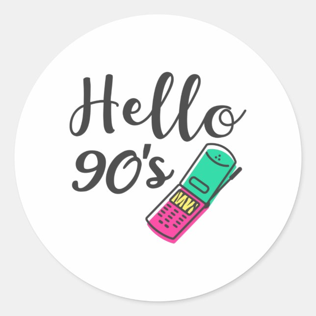 Sticker Rond Hello 90s Cellphone (Devant)