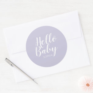 Sticker Rond Hello Baby baby shower classique moderne