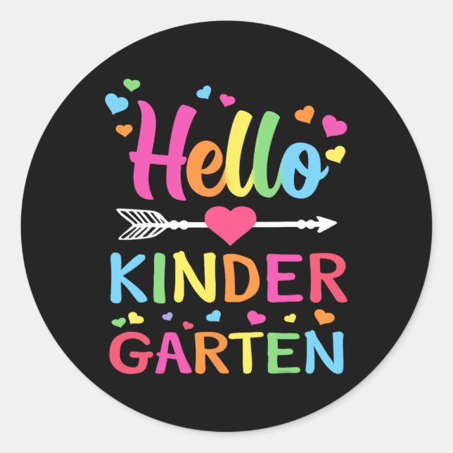 Sticker Rond Hello Kindergarten Team Kinder Back to School Teac (Devant)