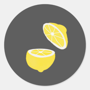 Sticker Rond Hello Lemon jaune moderne fruit