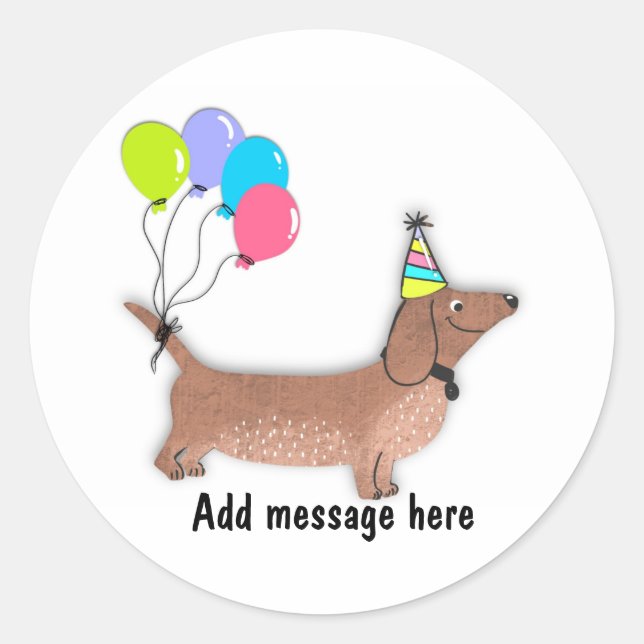 Sticker Rond hello saussendog dog dog lover keychain but (Devant)