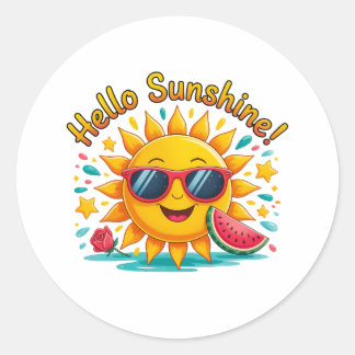 Sticker Rond Hello Sunshine 
