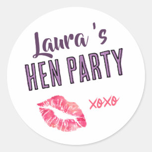 Sticker Rond Hen Do sac week-end, fête de bachelorette