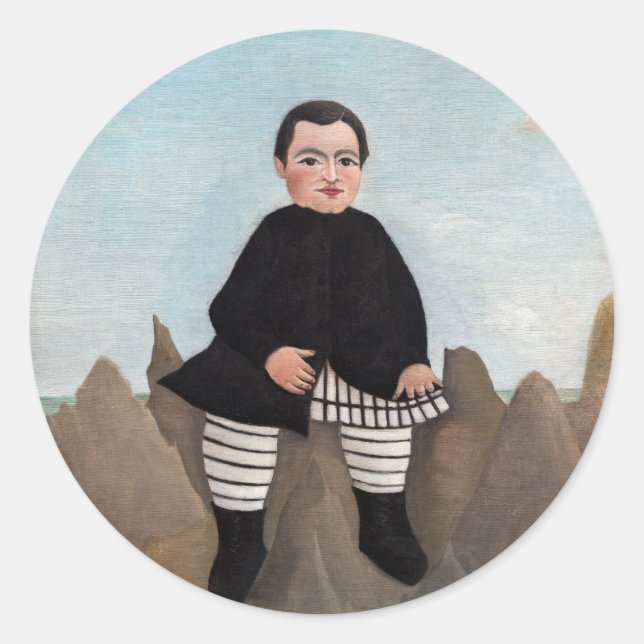 Sticker Rond Henri Rousseau - Garçon sur les rochers (Devant)