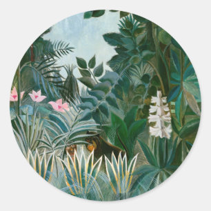 Sticker Rond Henri Rousseau - La jungle équatoriale