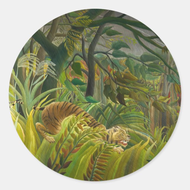 Sticker Rond Henri Rousseau - Surpris ! (Devant)