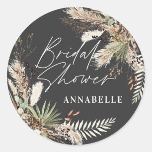 Sticker Rond Herbe de pampa moderne élégante pour la douche de 