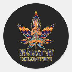 Sticker Rond Herbe Namast'ay Accueil Et Se Défoncer S Namaste A