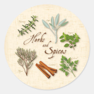 Sticker rond Herbes et épices