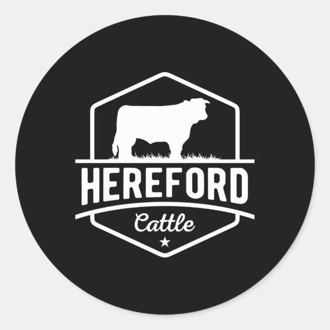 Sticker Rond Hereford Cattle Hereford Cow For Cattle Farmer (Devant)