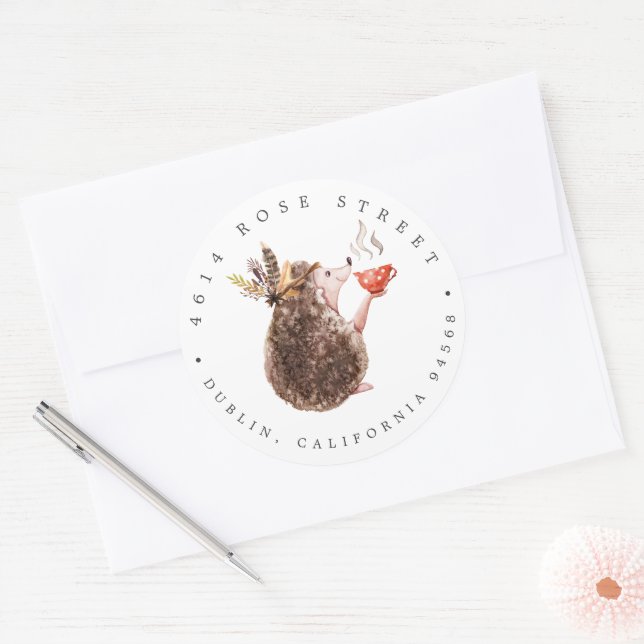 Sticker Rond Hérisson de Woodland | Automne Baby-Return Adresse (Enveloppe)