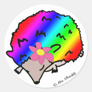 Sticker Rond Hérisson mignon d'arc-en-ciel avec des