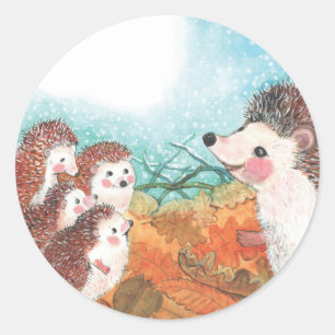 Sticker Rond Hérisson s'entretenant Illustration