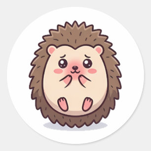 Sticker Rond Hérisson Timide