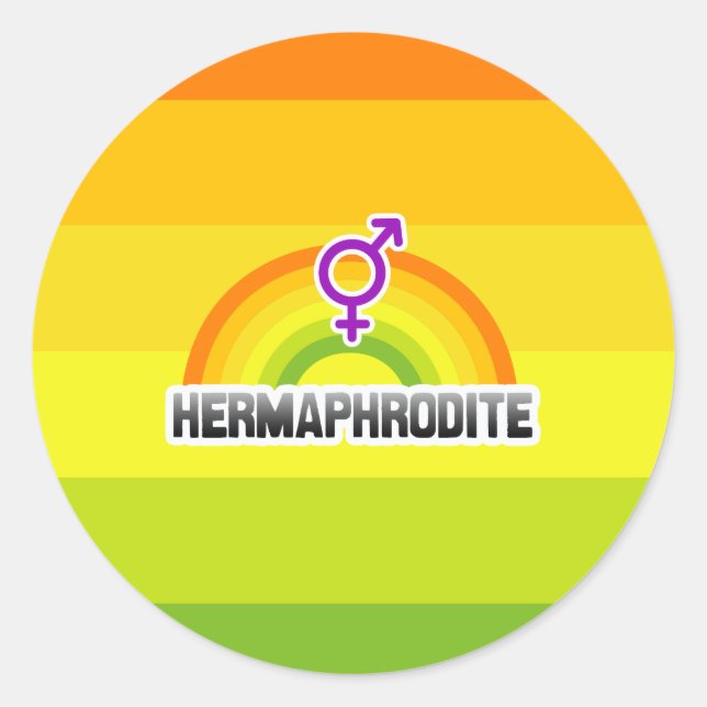 STICKER ROND HERMAPHRODITE RAINBOW (Devant)