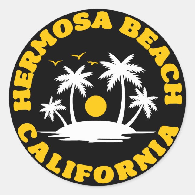 Sticker Rond Hermosa Beach, Californie (Devant)