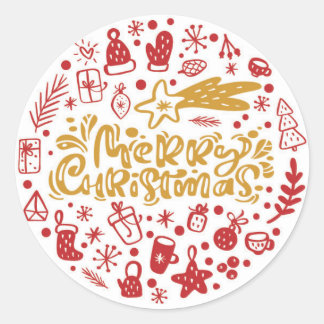 Sticker Rond Hermosa etiqueta navideña 