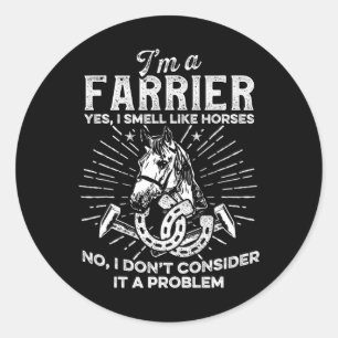 Sticker Rond Héros de cheval Farrier Horseshoe Hoof Trimming Eq
