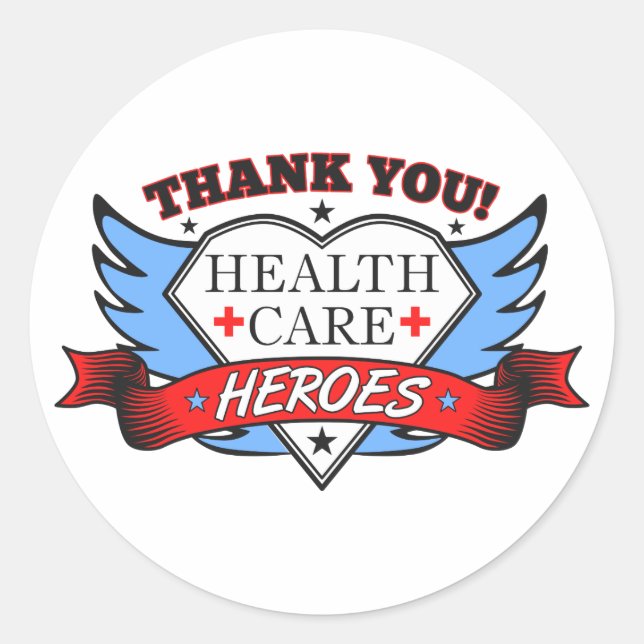 Sticker Rond Héros de la santé Merci (Devant)