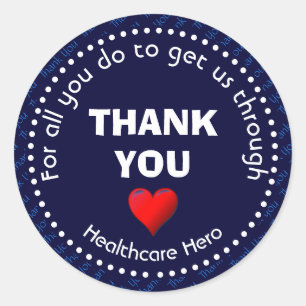 Sticker Rond Héros de la santé personnalisable Merci MARINE