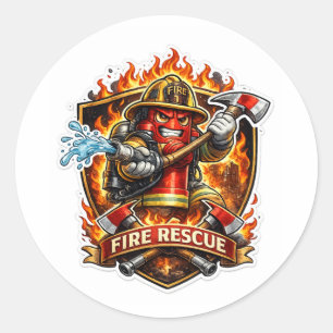 Sticker Rond Héros des secours en cas d'incendie