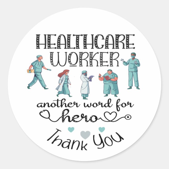 Sticker Rond Héros des travailleurs de la santé du Merci (Devant)