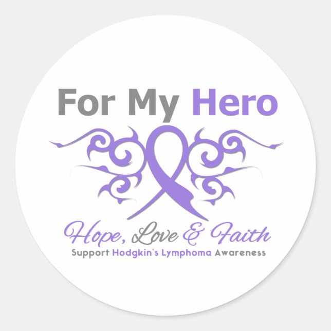 Sticker Rond Héros du ruban de la tribu des Hodgkins Lymphoma (Devant)