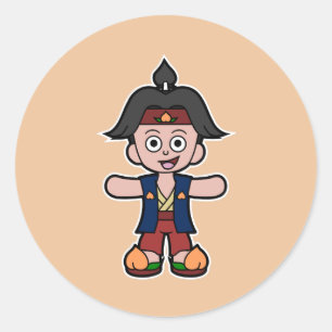 Sticker Rond Héros Momotaro, le Garçon de Pêche