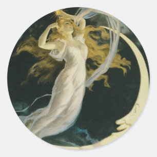 Sticker Rond Herrmann ~ Maid of the Moon Vintage Magician Act