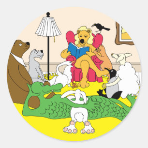 Sticker Rond Heure de l'histoire de l'animal