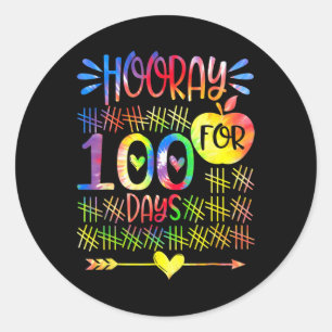 Sticker Rond Heure Pour Le 100e Jour De Cravate Étudiante Ensei