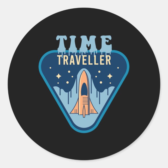 Sticker Rond Heure Voyageur Science Fiction Space Ship Cadeau (Devant)