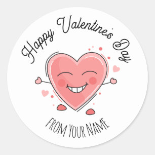 Sticker Rond Heureuse Sainte-Valentin à coeur mignon