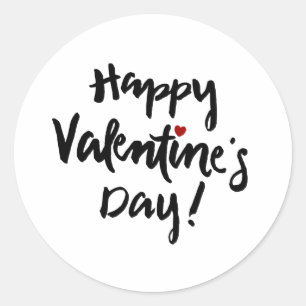 Sticker Rond Heureuse Sainte-Valentin au Coeur Rouge minuscule
