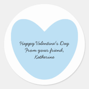 Sticker Rond Heureuse Sainte-Valentin bleu coeur enfants classe