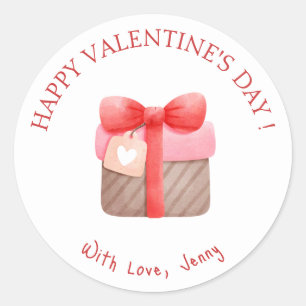 Sticker Rond Heureuse Sainte-Valentin cadeau rose mignon