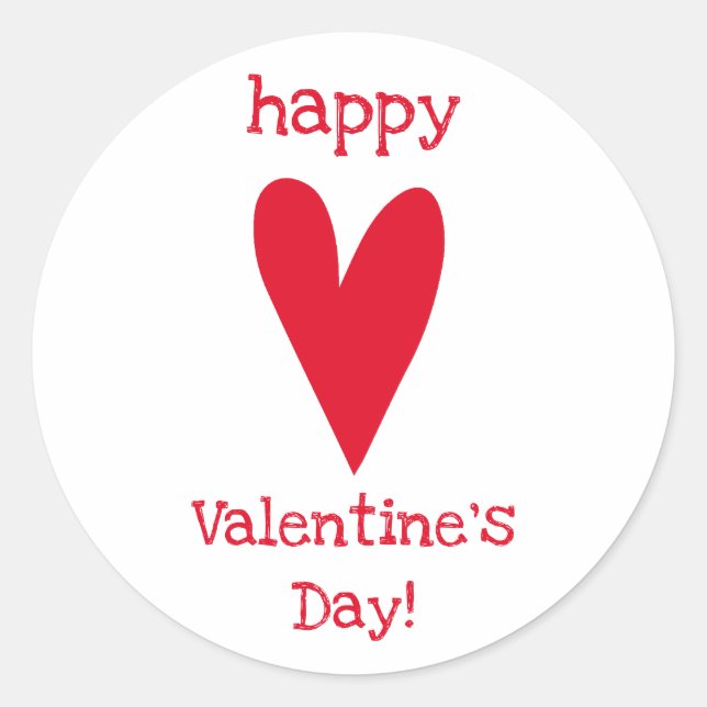 Sticker Rond HEUREUSE SAINTE-VALENTIN ! Coeur rouge (Devant)