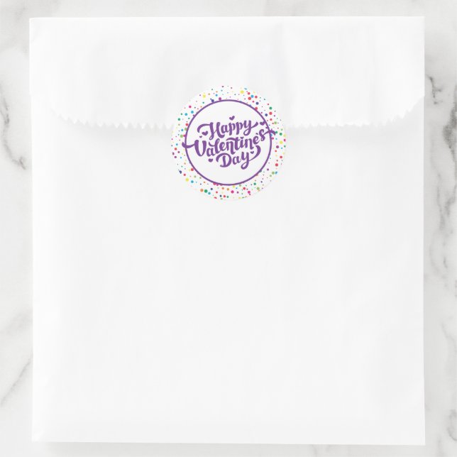 Sticker Rond Heureuse Sainte-Valentin Colorful Confetti (Sac)