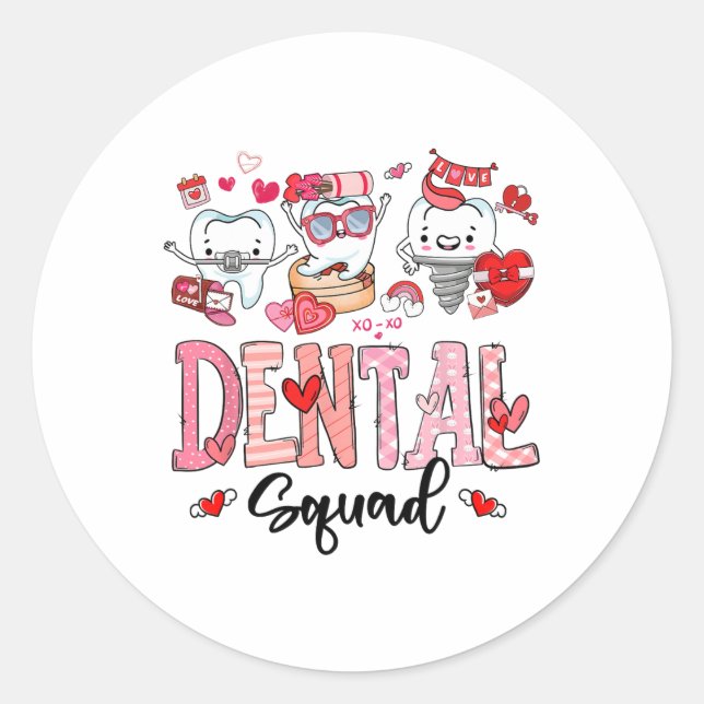 Sticker Rond Heureuse Sainte-Valentin du corps dentaire mou (Devant)