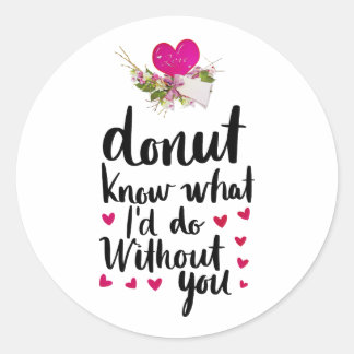 Sticker Rond Heureuse Sainte-Valentin Élégant Script Hearts Tex