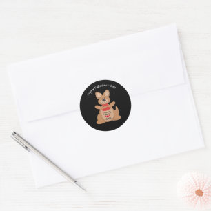 Sticker Rond Heureuse Sainte-Valentin Kangaroo