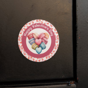 Sticker Rond Heureuse Sainte-Valentin Macaron Heart